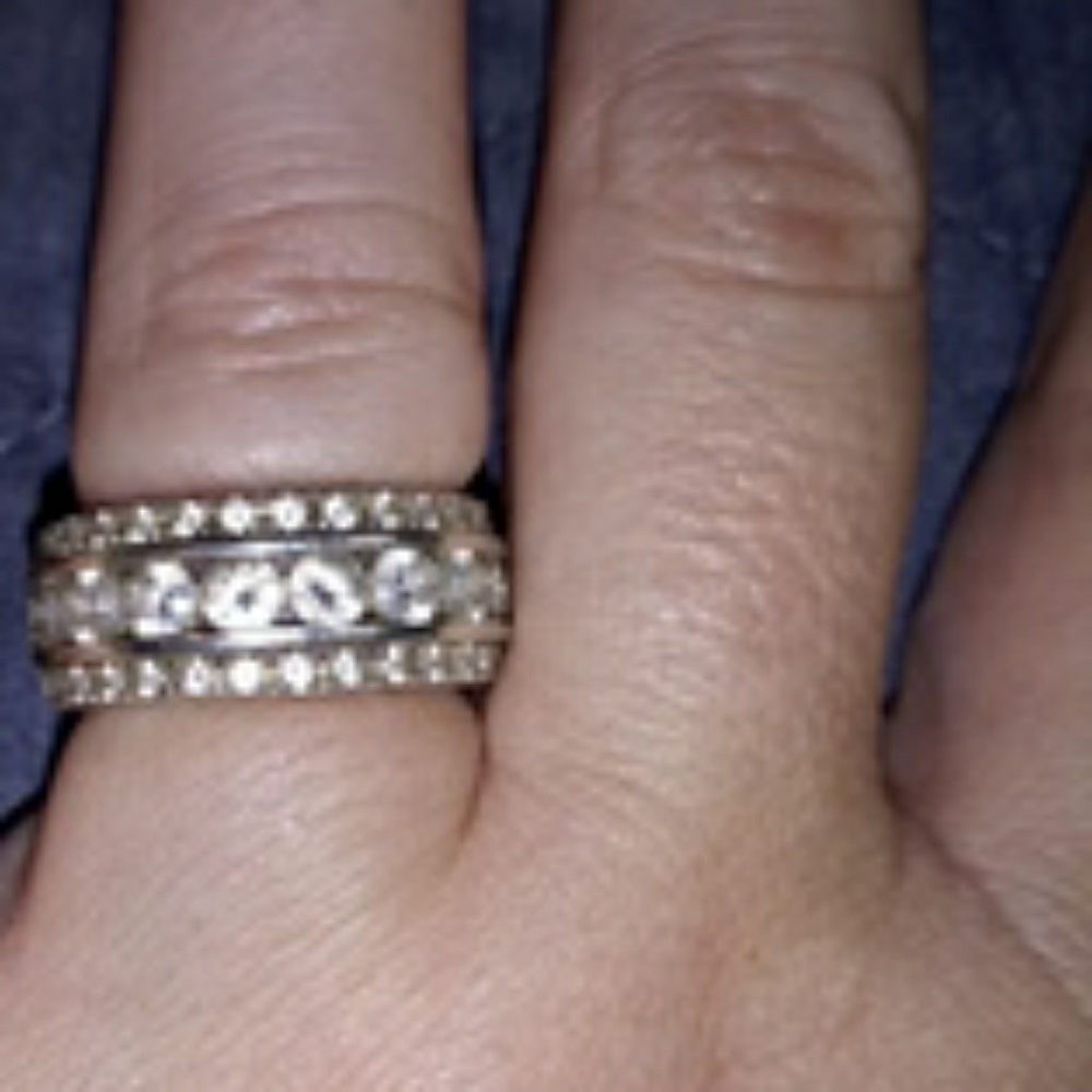 Sterling and cz anniversary band Aprx 3cts